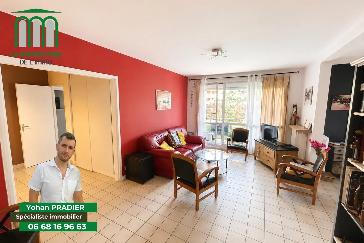 Appartement F4 avec balcon, place de parking et cave