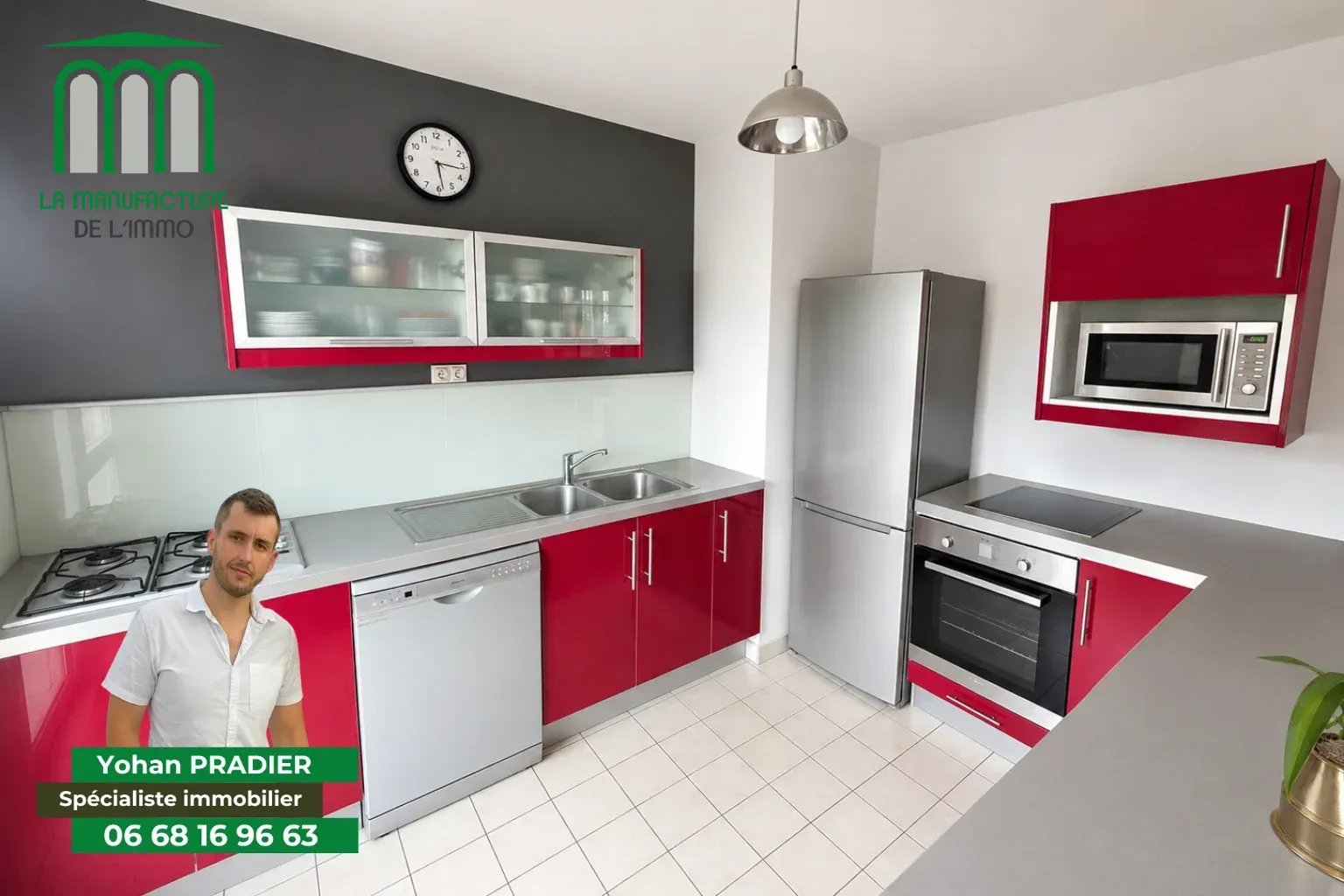 Appartement F4 avec balcon, place de parking et cave