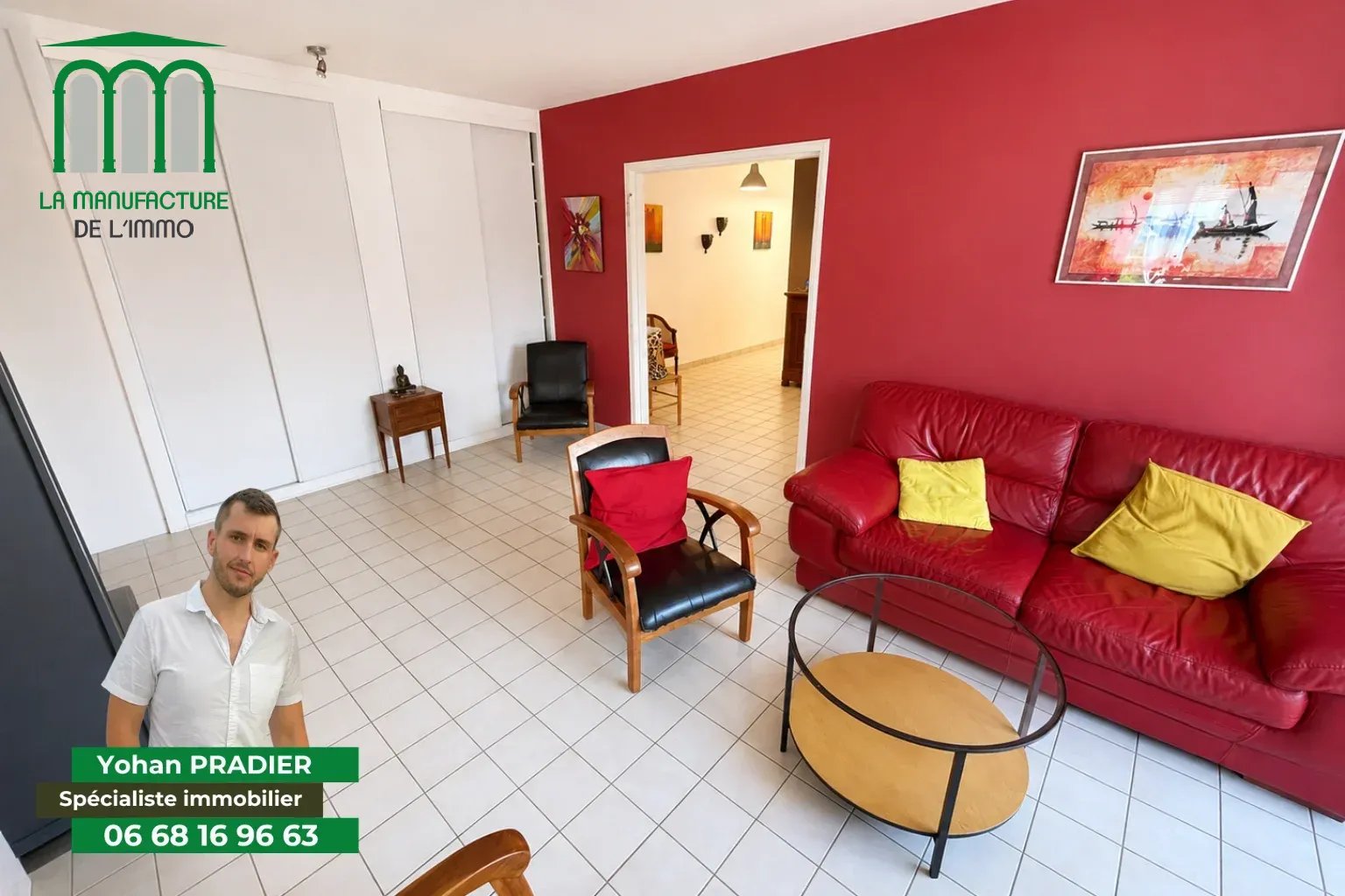 Appartement F4 avec balcon, place de parking et cave