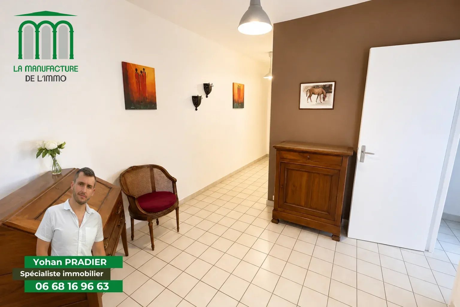Appartement F4 avec balcon, place de parking et cave