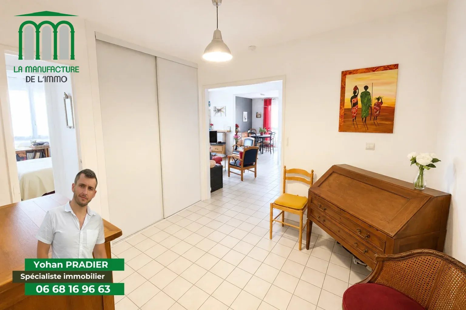 Appartement F4 avec balcon, place de parking et cave