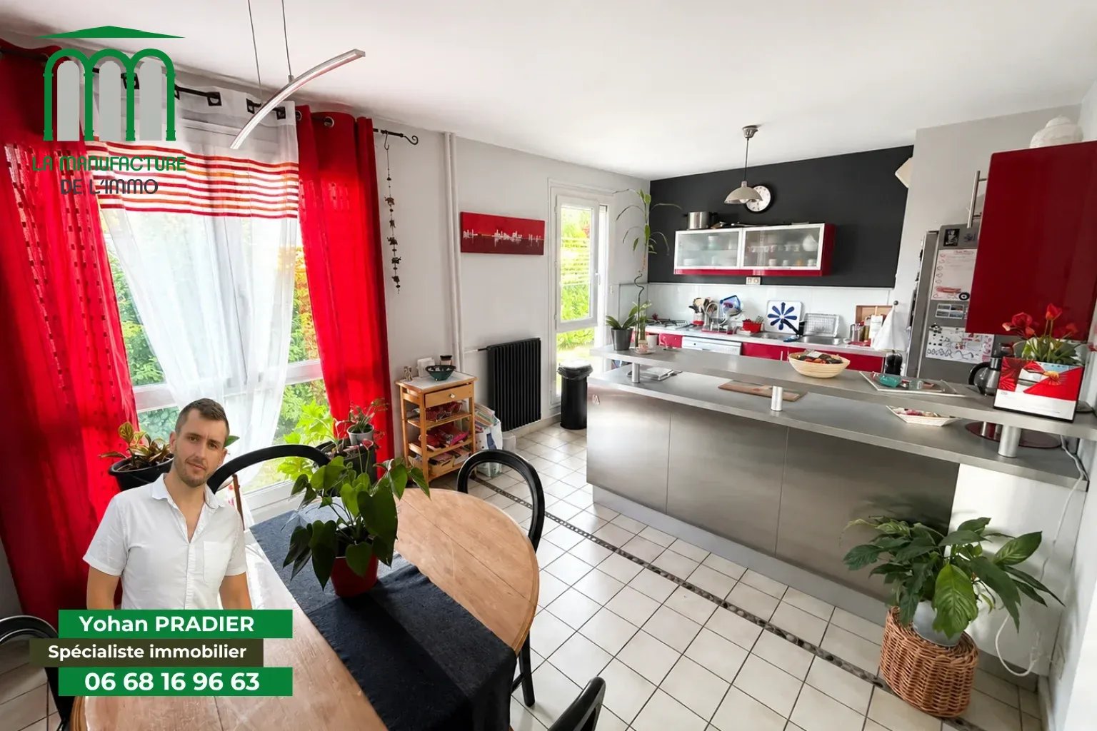 Appartement F4 avec balcon, place de parking et cave