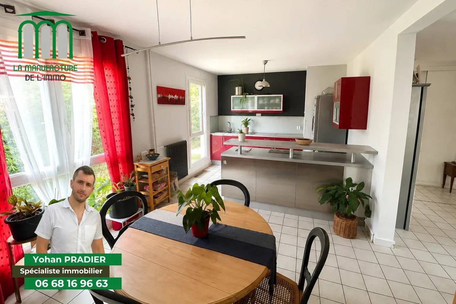 Appartement F4 avec balcon, place de parking et cave