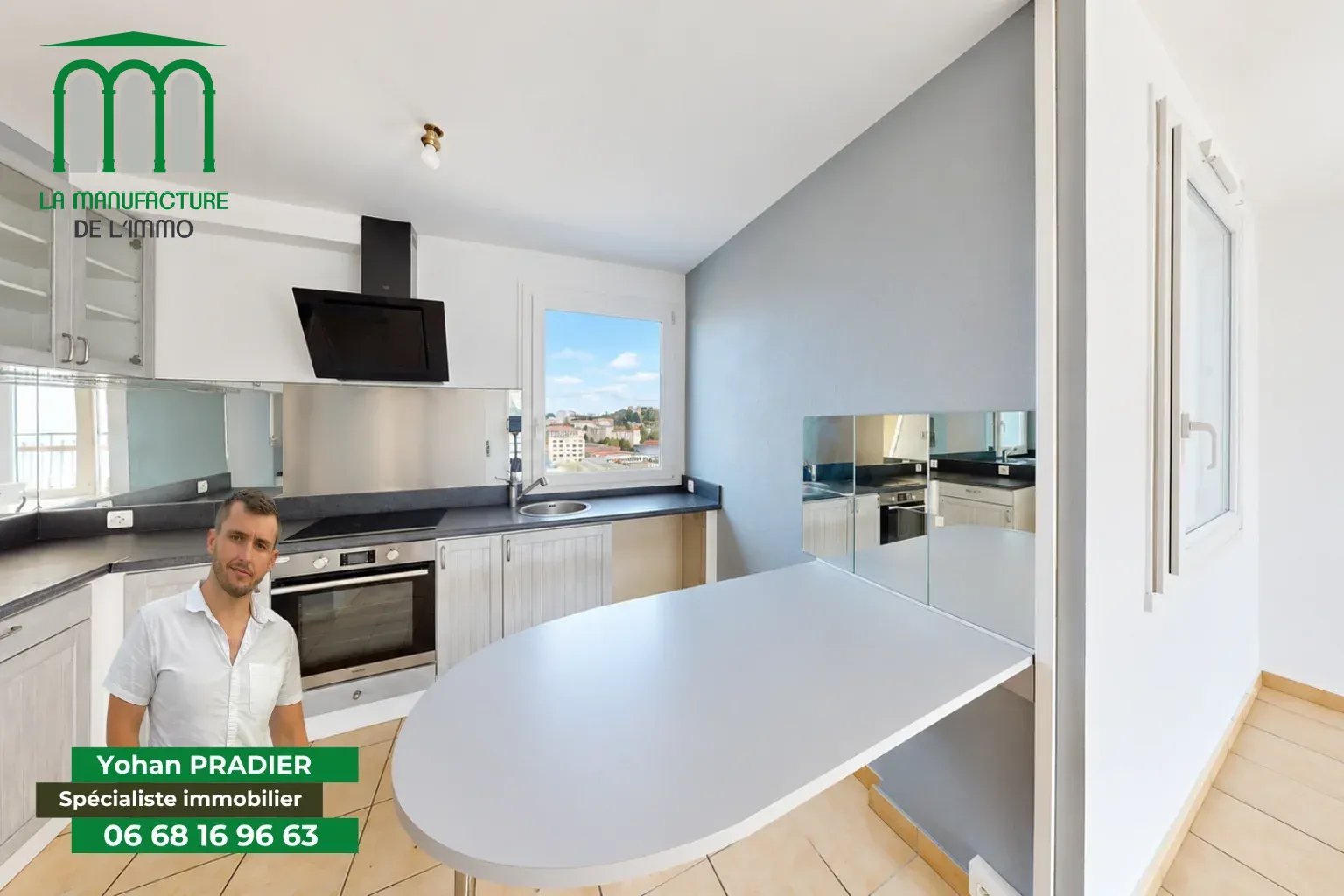 Appartement T4 – 3 Chambres – Dernier étage – Balcon – Garage/ Prox. Bellevue-La Rivière