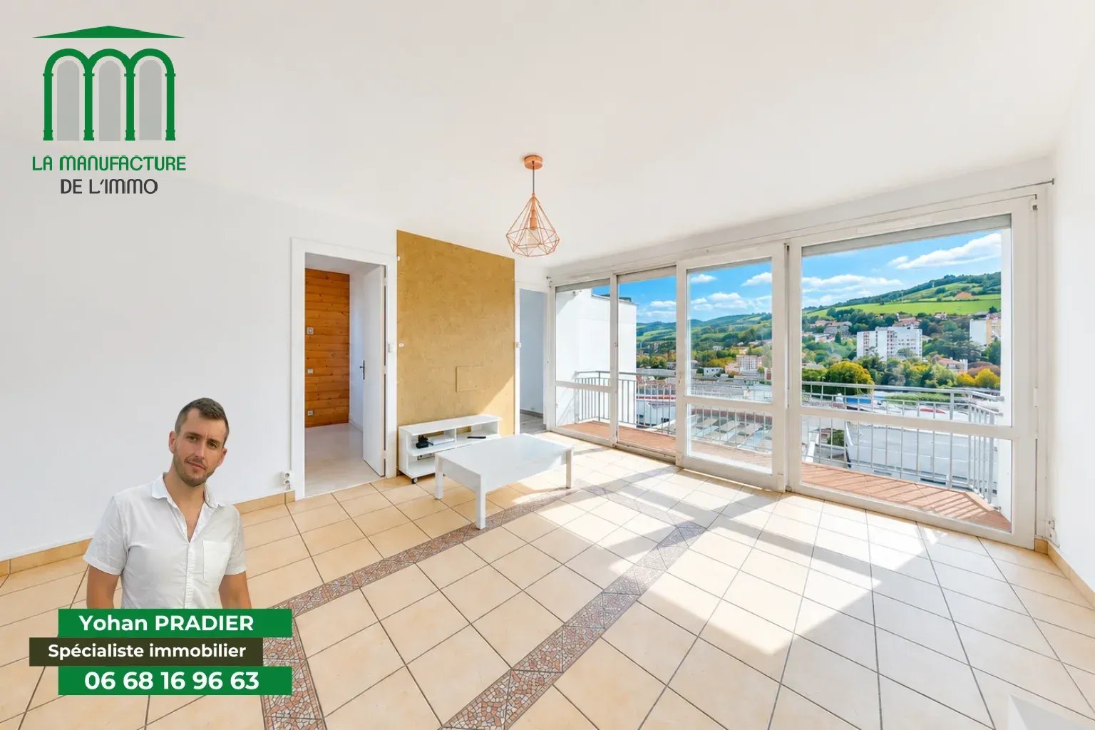 Appartement T4 – 3 Chambres – Dernier étage – Balcon – Garage/ Prox. Bellevue-La Rivière
