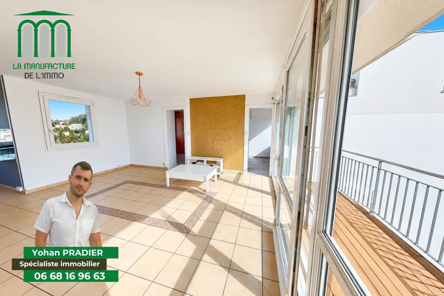 Appartement T4 – 3 Chambres – Dernier étage – Balcon – Garage/ Prox. Bellevue-La Rivière