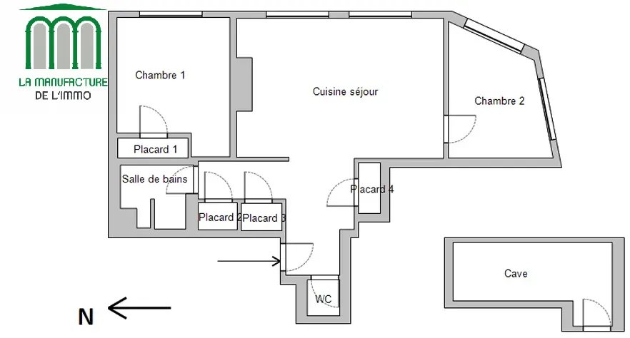SAINT ETIENNE CITÉ DU DESIGN – APPARTEMENT T2 BIS DE 48,18m² avec cave