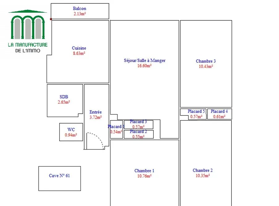 Saint Etienne Bergson Bel Air – Appartement T3 de 66,92m² avec balcon et cave